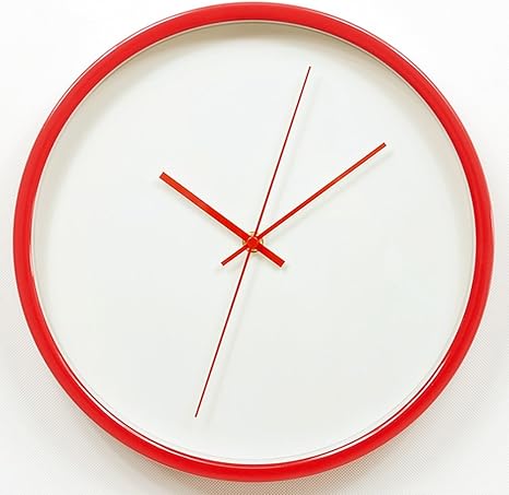 Amazon Co Jp 壁掛け時計 ミニマルウォールクロック11 8インチの金属フレーム 色 赤 ホーム キッチン