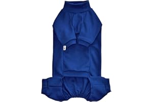 KITIPCOO Sphynx Cat Four Leg Warm Fleece Pajamas Elastic Pet Clothes for Hairless Cats Surgery Recovery Suit for Sphynx, Devon, Cornish (Blue, L (8.8-11 lbs))