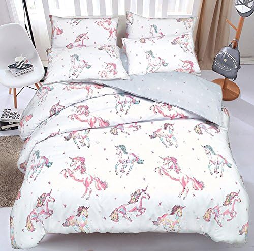 Northern Threadz Unicorn Polycotton Duvet Cover Set with Pillow Cases Bedding Sets (Single)