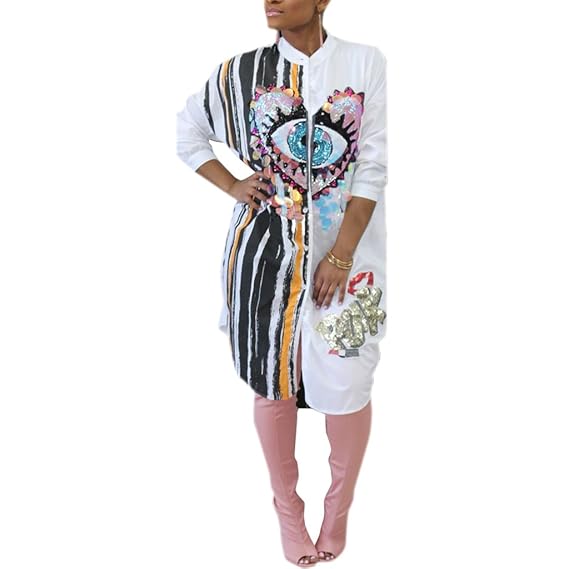 sequin button down shirt dress