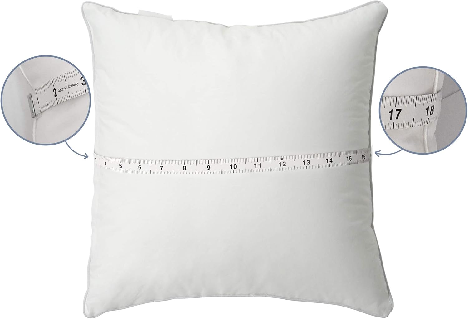 Leeden 18 x 18 Pillow Inserts (Set of 2) - Throw Pillow Inserts with 100% Cotton Cover - 18 Inch Square Interior Sofa Pillow Inserts - Decorative Pillow Insert Pair - White Couch Pillow: Home & Kitchen