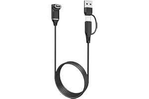 Sinoacc 1-Pack for Garmin Watch Charger Compatible with Vivoactive 6 5 4 3 Fenix 8 Pro E 7 6 5 Forerunner 55 165 245 255 955 965 970 Venu Sq 2 3S 4 USB A Type C L-Shape 3.3Ft Charging Cable