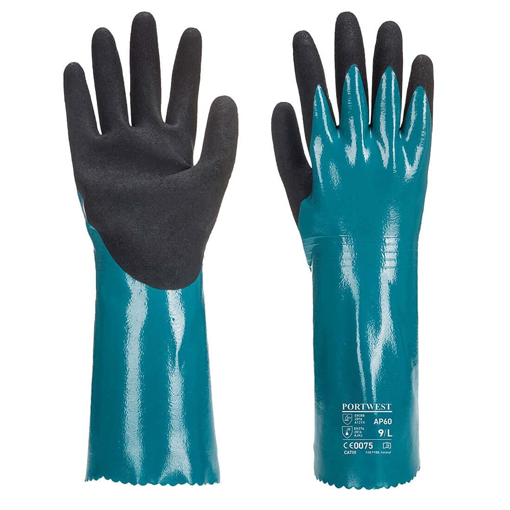 Portwest AP60 Sandy Grip Lite Gauntlet Blue/Black, X-Large, Blue / Black, XL