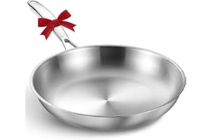 KOCH SYSTEME CS Tri Ply Stainless Steel Pan 12 Inch, Stainless Steel Frying Pan, Large Skillet, Non Toxic Cooking Omelette Pa