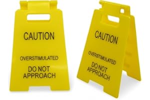 LEIAIRUI Caution Overstimulated Desk Sign - Overstimulated Do Not Approach Sign Ideal Gift For Office Cubicle, Humorous Mini Signage,Novelty Decor For Lively Workspaces(1)
