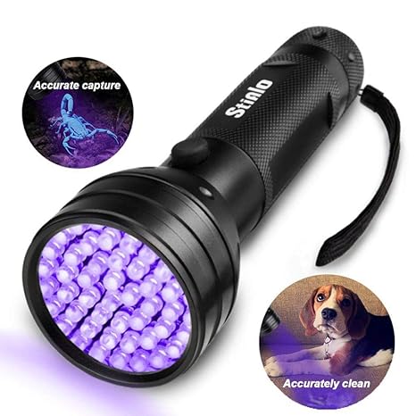 Linterna UV de luz Negra, 51 Luces UV LED Ultravioleta para orina de Perro,
