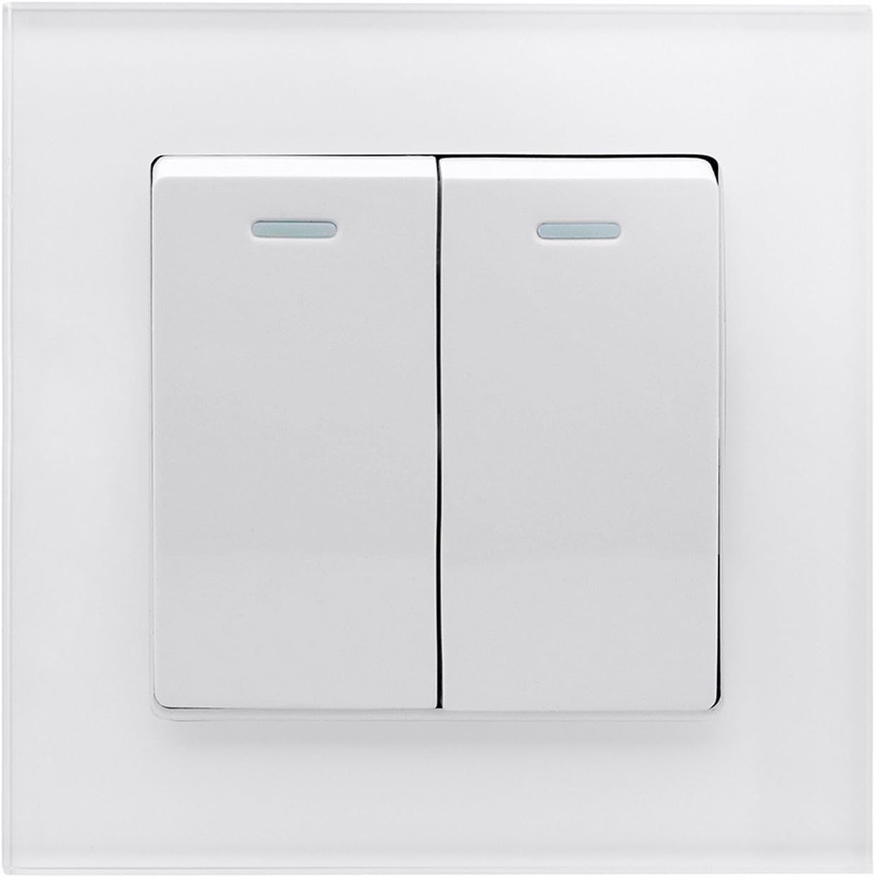 RETROTOUCH Crystal Double Light Switch, White Glass, 2-Way, 10AX - Image 3