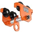 VEVOR Manual Trolley, 2200 lbs/1 Ton Load Capacity, Push Beam Trolley with Dual Wheels, Adjustable for I-Beam Flange Width 2.5" to 8", Heavy Duty Alloy Steel Garage Hoist for Straight Curved I Beam