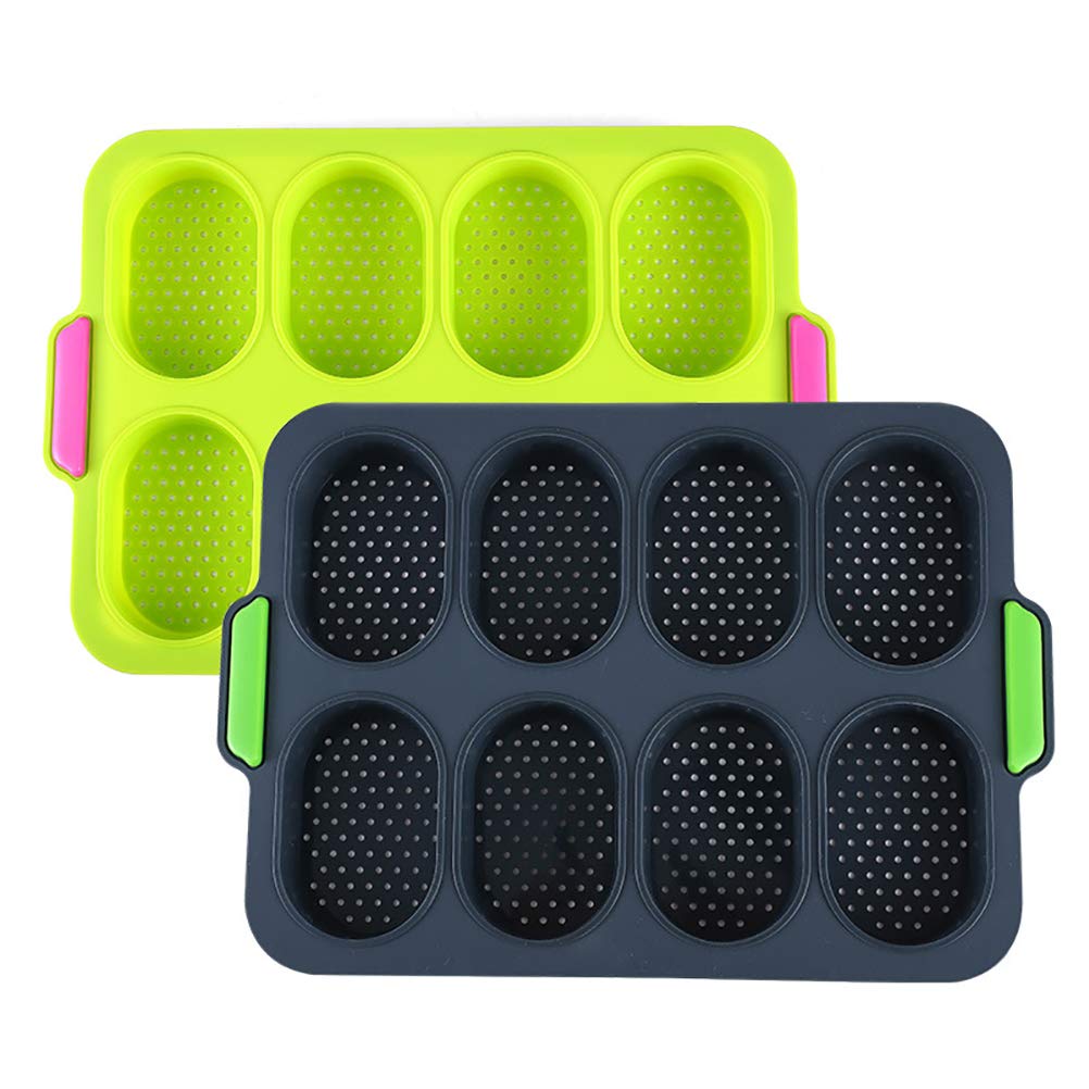 Mini Baguette Baking Tray, Safe Silicone Mini Bread Baking Tray Flexible Small Holes for Ovens (Dark Grey)