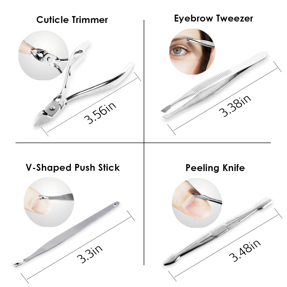Manicure Pedicure Set Nail Clipper, UOWGA 17 Piece Stainless Steel Tools for Nail Grooming Cutter Kit Gift for Men/Women Includes Cuticle Remover with Portable Travel Case : Beauty