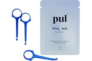 Clear Aligner Removal PUL Tool for Invisalign Removable Braces and Trays by The Pultool (3 Pack, Blue)