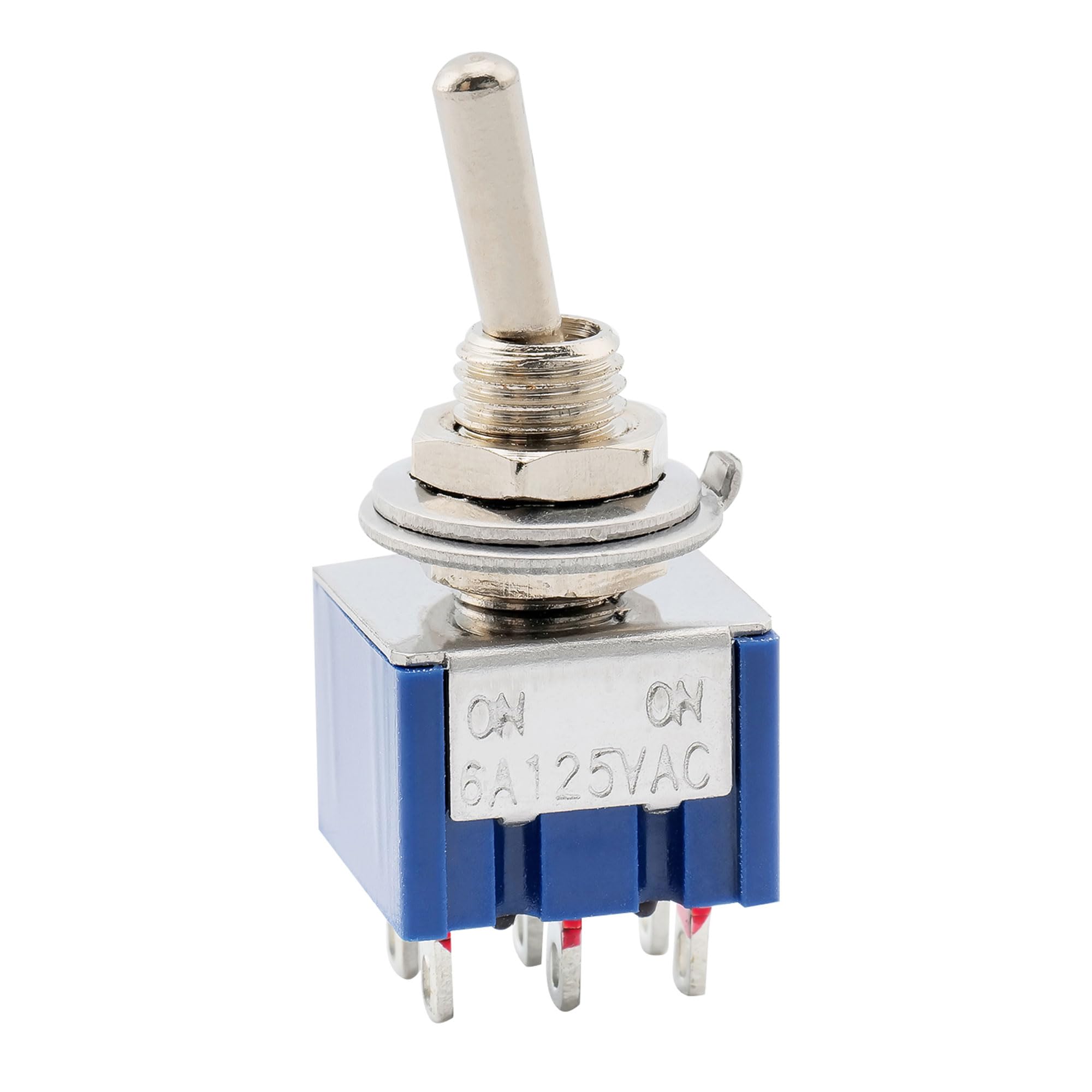 Musiclily 2 Position DPDT Guitar Mini Toggle Switch ON-ON 6 Pin Selector,Blue