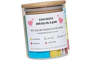 Lot de 100 idées de rendez-vous dans un bocal avec code couleur fait à la main - Cadeau de mariage créatif pour jeunes mariés
