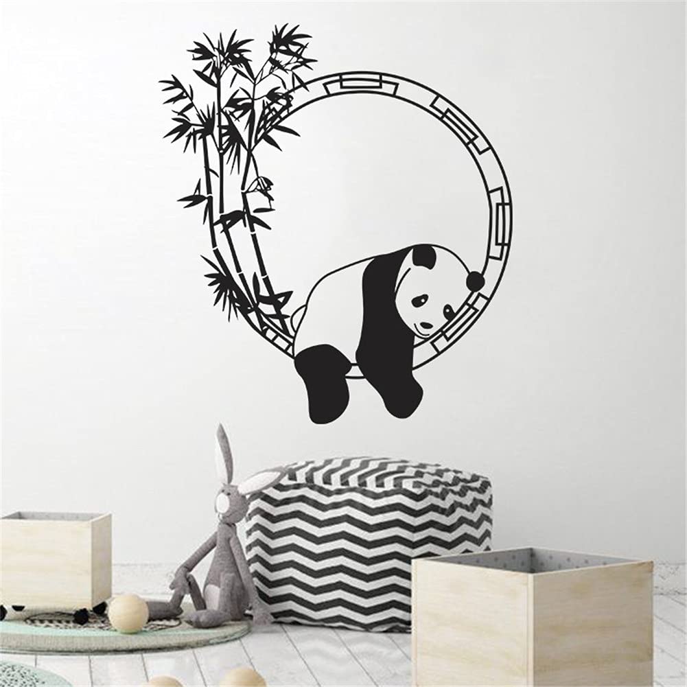Wajade Panda Wall Stickers Bamboo Panda Wall Decals for Kids Removable Vinyl Black White Panda Wall Art Home Decor for Bedroom Playroom