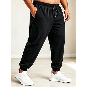 Men's Lightweight Sweatpants, Plus Size Athletic Pants, Quick Dry Workout Joggers with Zipper Pockets