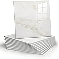 Chejiaye 10pcs Marble Peel and Stick Backsplash Waterproof Washroom Wall Panels, Peel and Stick Tile, PVC Wall Panels for Kitchen, Bathroom - 11.8"x11.8"Kitchen Tile (White and Yellow,9.7 Sq.ft)