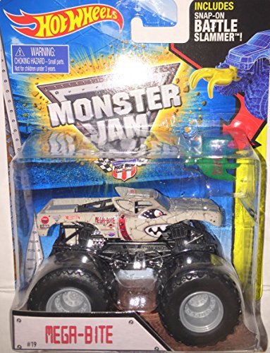Mega-Bite Hot Wheels 2015 Monster Jam Truck 1:64 Scale Die-cast with Snap-On Battle Slammer #19