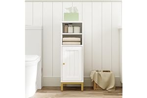 Hzuaneri Bathroom Storage Cabinet, Corner Floor Cabinet with Shelves, Customized Door Opening Direction, Bathroom Organizer w