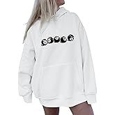Kelxjia Graphic 8 Ball Hoodie Y2k Oversized Hoodies for Women Cute Preppy Hooded Sweatshirt Aesthetic Clothes Streetwear
