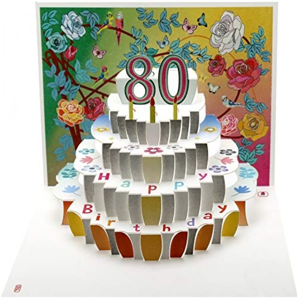 Forever Cards Pop Up Birthday Card 80th Birthday Floral