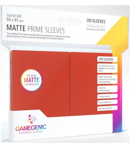66 x 91 card sleeves Amazon.com: Matte Prime Standard-Sized Card Sleeves | 100 Pack of 66 mm by  91 mm Card Sleeves | Premium Quality Card Game Holder | Use with TCG and  LCG Games