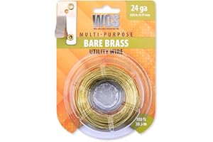 WCS WIRE AND CABLE SPECIALTIES, INC. Bare Brass Utility Wire, 24 Gauge, .020 in / 0.51 mm, 100 ft / 30.5 m Dispenser