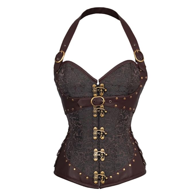 Lover-Beauty Damen Gothic Korsage Unterbrust Vintage Cosplay mit 11 Stahlstäbchen