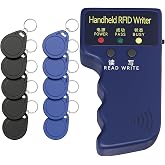 Handheld ID Copier 125khz RFID Duplicator with 10pcs Blank T5577 Keyfobs | RFID Writer Intelligent Access Control Reader Used for T5577 or EM4305