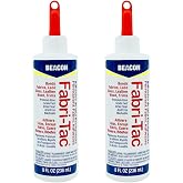 Beacon Fabri-Tac Premium Fabric Adhesive, 8 oz, 2-Pack | Quick-Drying &bull; Crystal Clear &bull; Permanent &bull; Flexible &bull; Won&rsquo;t Soak Through or Stain