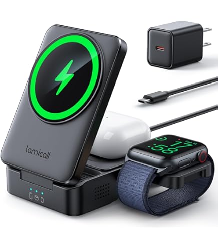 Cargador IPhone Watch 20w TMOSLY Cargador Inalu00e1mbrico Plegable