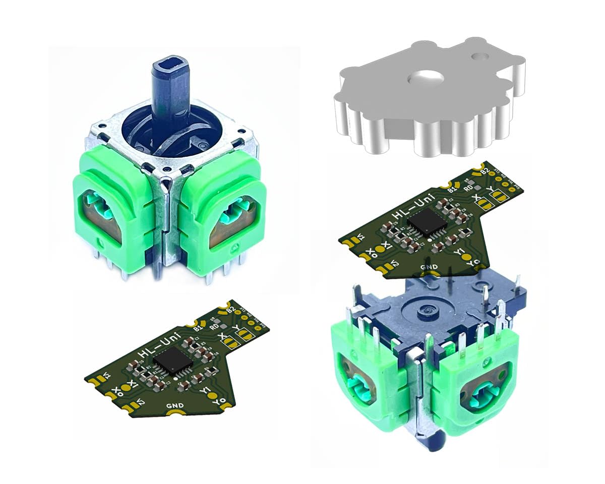 ElecGear Hall Joystick Kit Replacement for Universal Controllers, 2x Hall Effect Control Stick + 2x Calibration PCB + Desoldering Repair Tools for Analog Stick Thumbsticks – HL-UniA