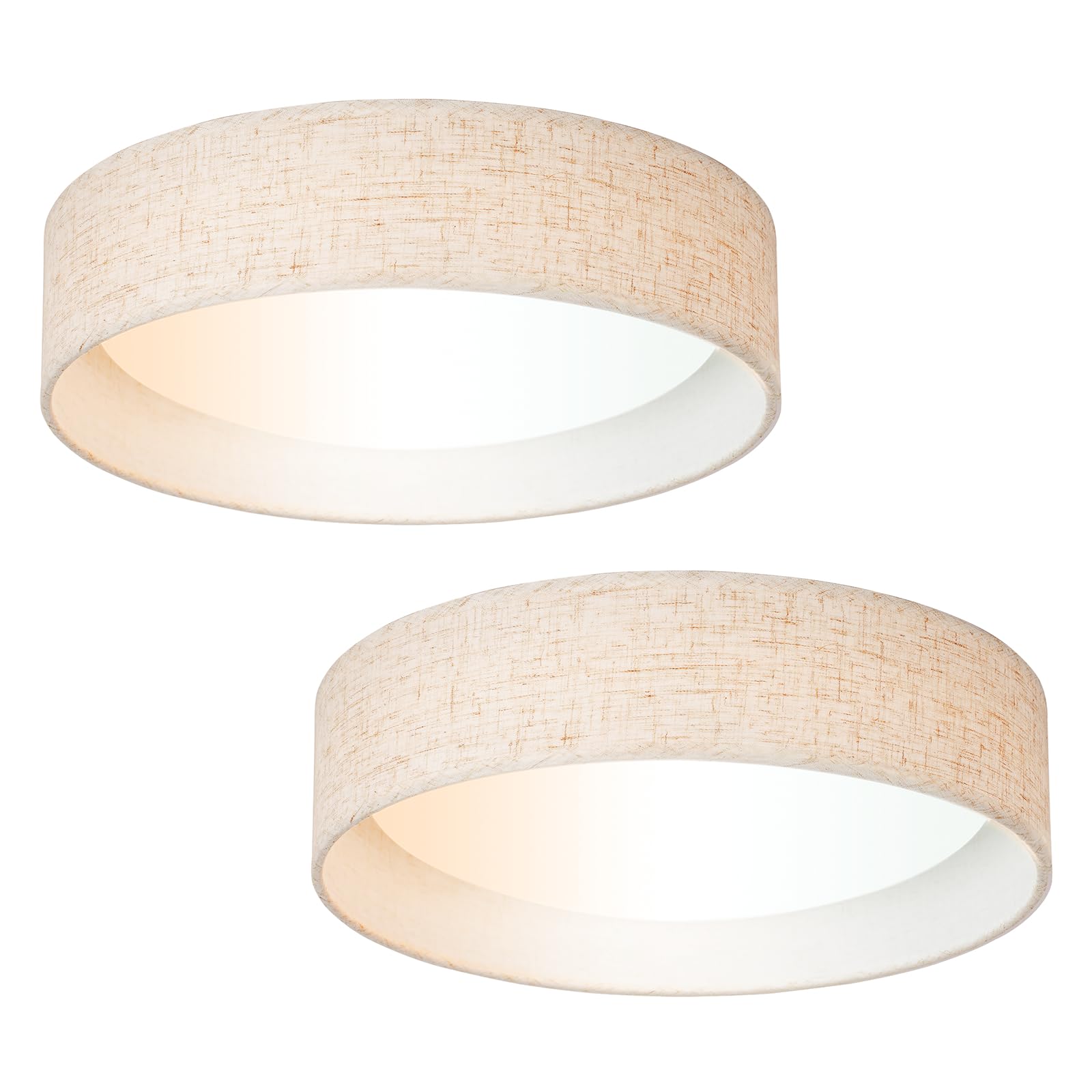 Photo 1 of CALOKES 13" LED Linen Flush Mount Ceiling Light, Set of 2, 24W 3CCT Ceiling Light Fixture Classic Drum Design for Bedrooms, Kitchen, Dining Room, Hallway, 3000K/4000K/5000K (by Toggling The Switch)