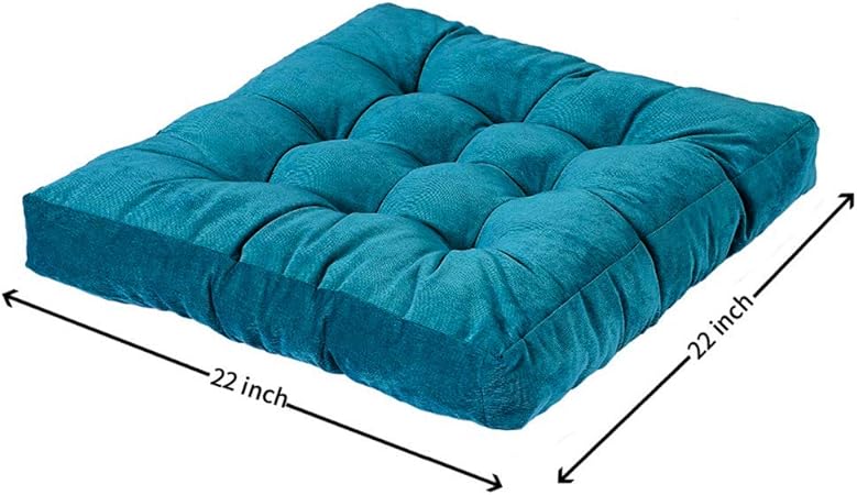 Egobuy Solid Square Floor Pillow Tufted Thicken Chair Pad Tatami Corduroy Seat Cushion Gray 22x22 Inch Floor Pillows Cushions Home Kitchen