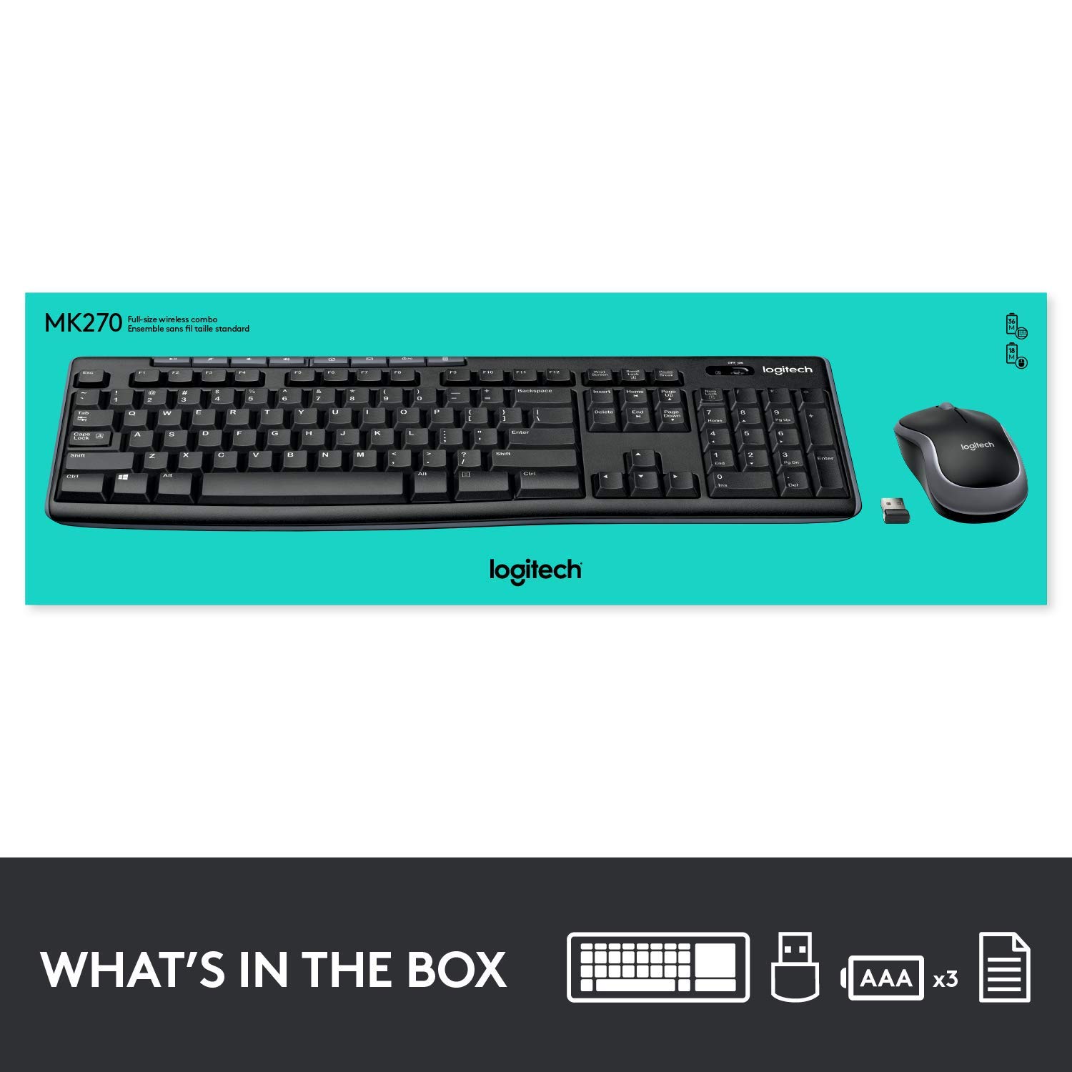 Logitech MK270 Wireless Keyboard and Mouse Combo — Keyboard and Mouse