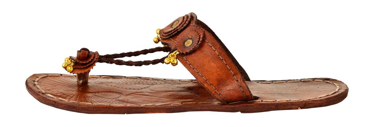 ampereus women's brown leather kolhapuri