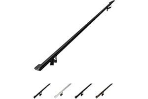 CONCEPT FUSION Modern Aluminum Handrail Grab Bar Kit, Adjustable Steel Brackets Included, Returns to Wall, Powder Coated Finish (Black, 5 Foot Handrail Set)