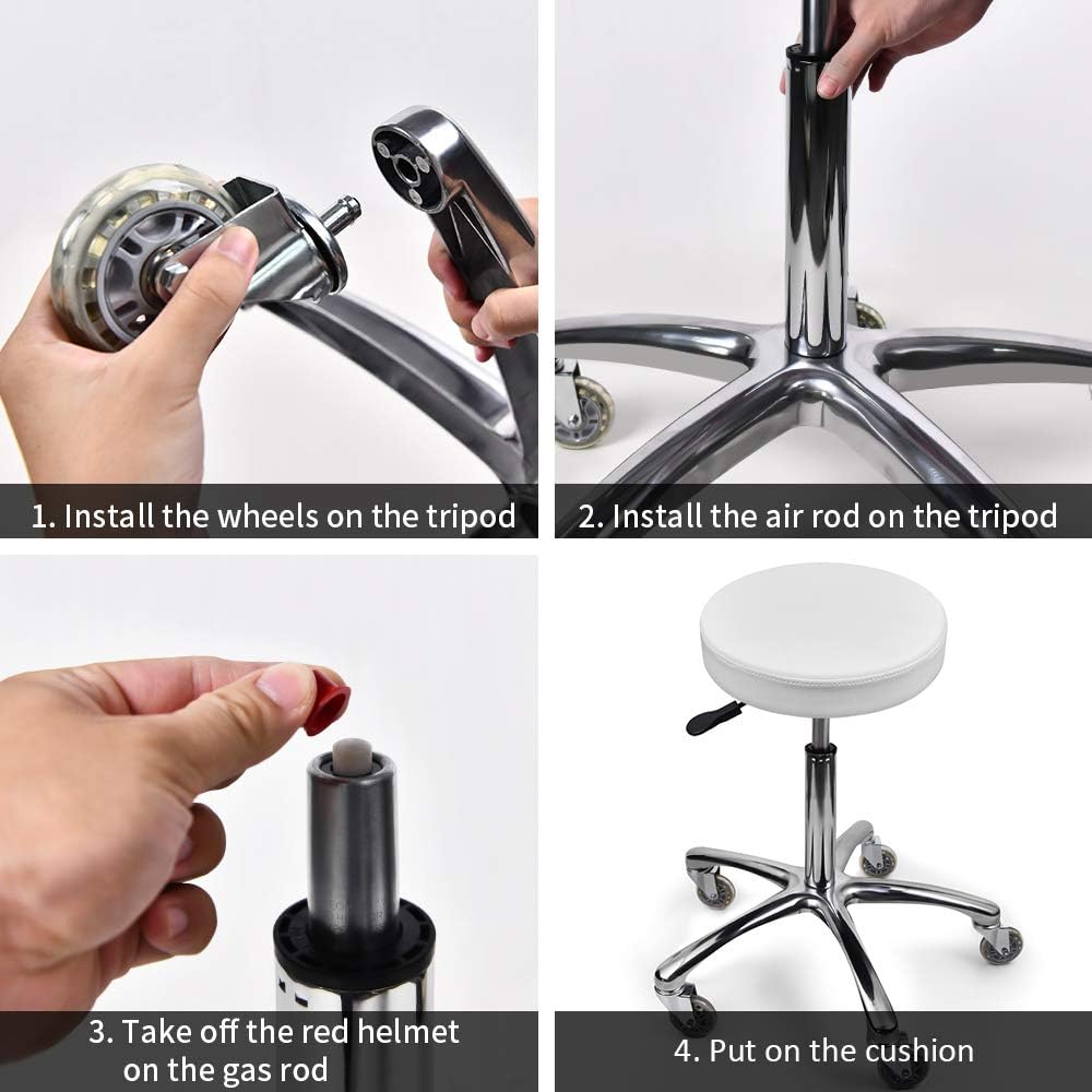 Adjustable Stool and White Round Chair or Salon & Spa Stools, The Adjustable Rolling Stool Can be Used as The Office Stool and Swivel Stool, Rolling Stool can Also Slide in Cloth Carpets. …: Kitchen & Dining