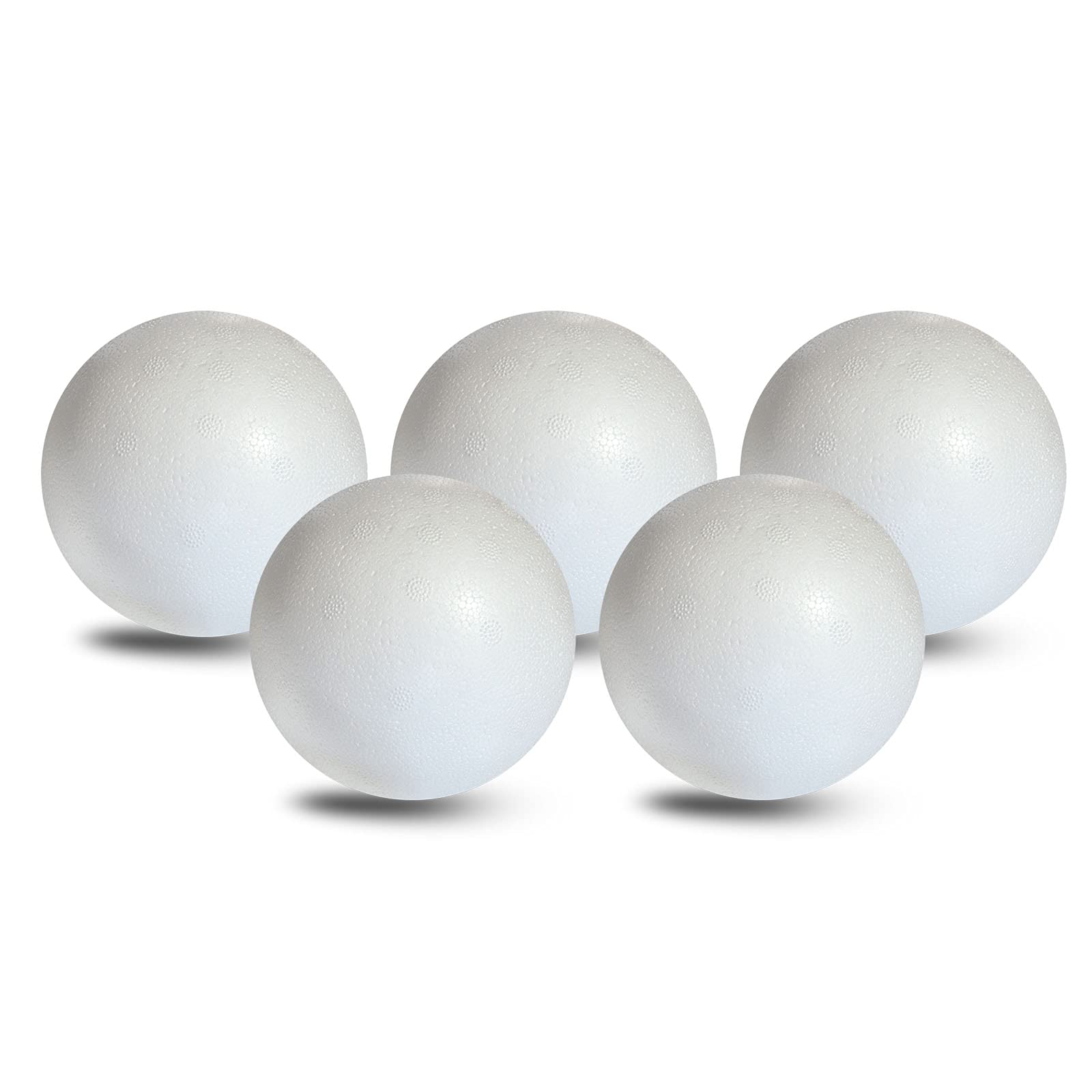 MCE-Commerce A31005 Polystyrene Ball Diameter 10 cm Made of Polystyrene, Smooth and Durable, Pack of 5 for Crafts, Model Making, Creative Projects, White