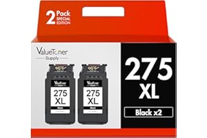 Valuetoner Supply Ink Cartridges Replacement for Canon 275XL 275 XL PG-275 XL PG275 Black Ink Cartridge to use with Canon PIXMA TS3500 TS3522 TS3520 TR4700 TR4720 TR4722 Printer (2 Black)