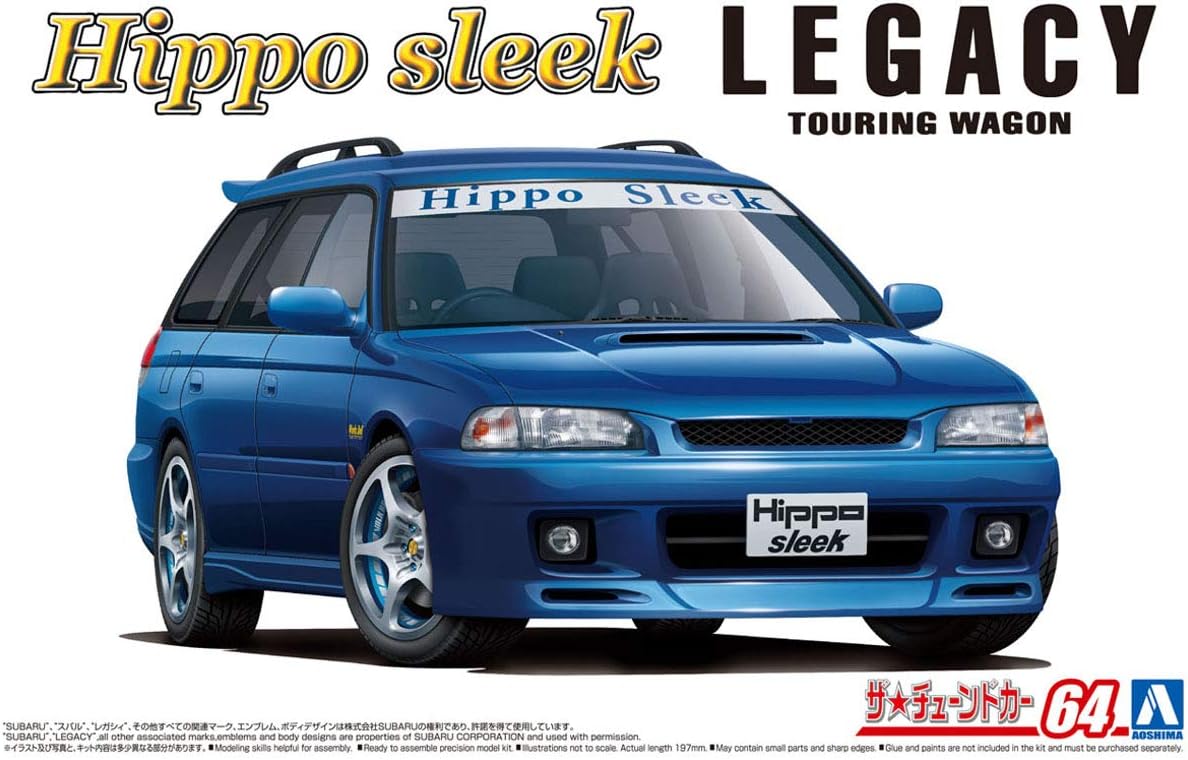 Aoshima 1/24 Scale Kit 58008 Hippo Sleek BG5 Legacy Touring Wagon '93 (Subaru), Blue - Image 5