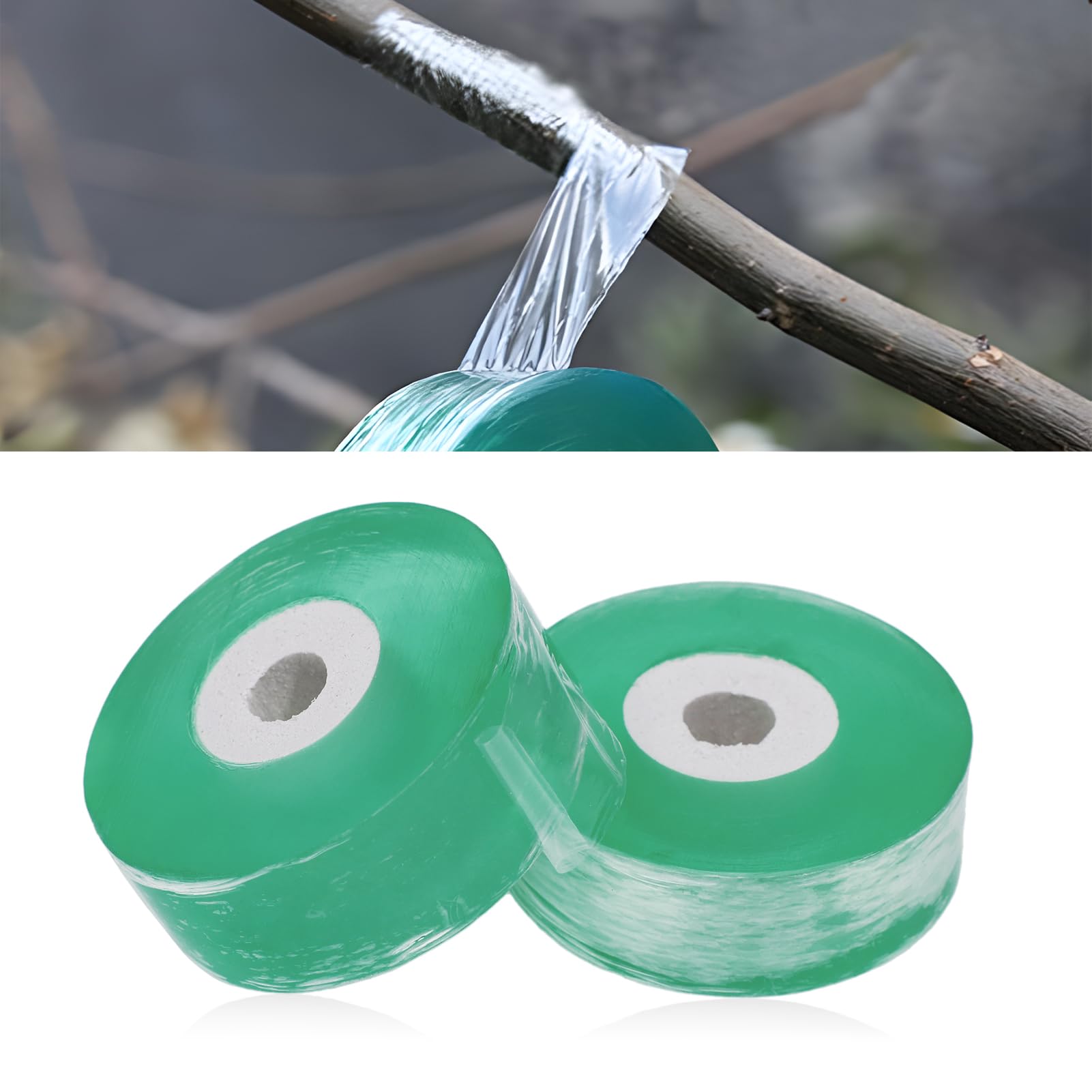 showll, 2 Pieces Transparent Grafting Tape, 100m x 2cm, Waterproof, Self-Adhesive, Biodegradable, for Grafting and Budding, Garden Tools