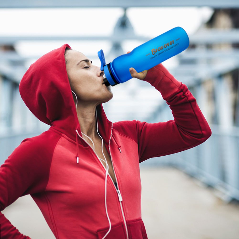 Leak proof bpa free water bottle 1 litre Eco Friendly Plastic - sports bottle for running, gym, yoga, outdoors and camping (Blue)