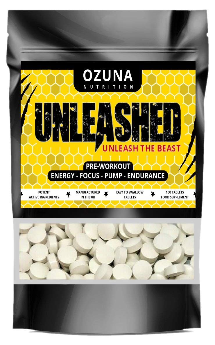 Unleashed Pre-Workout Supplement - Energy Pills with Beta Alanine, Caffeine & Creatine - Performance & Endurance - 100 Tablets
