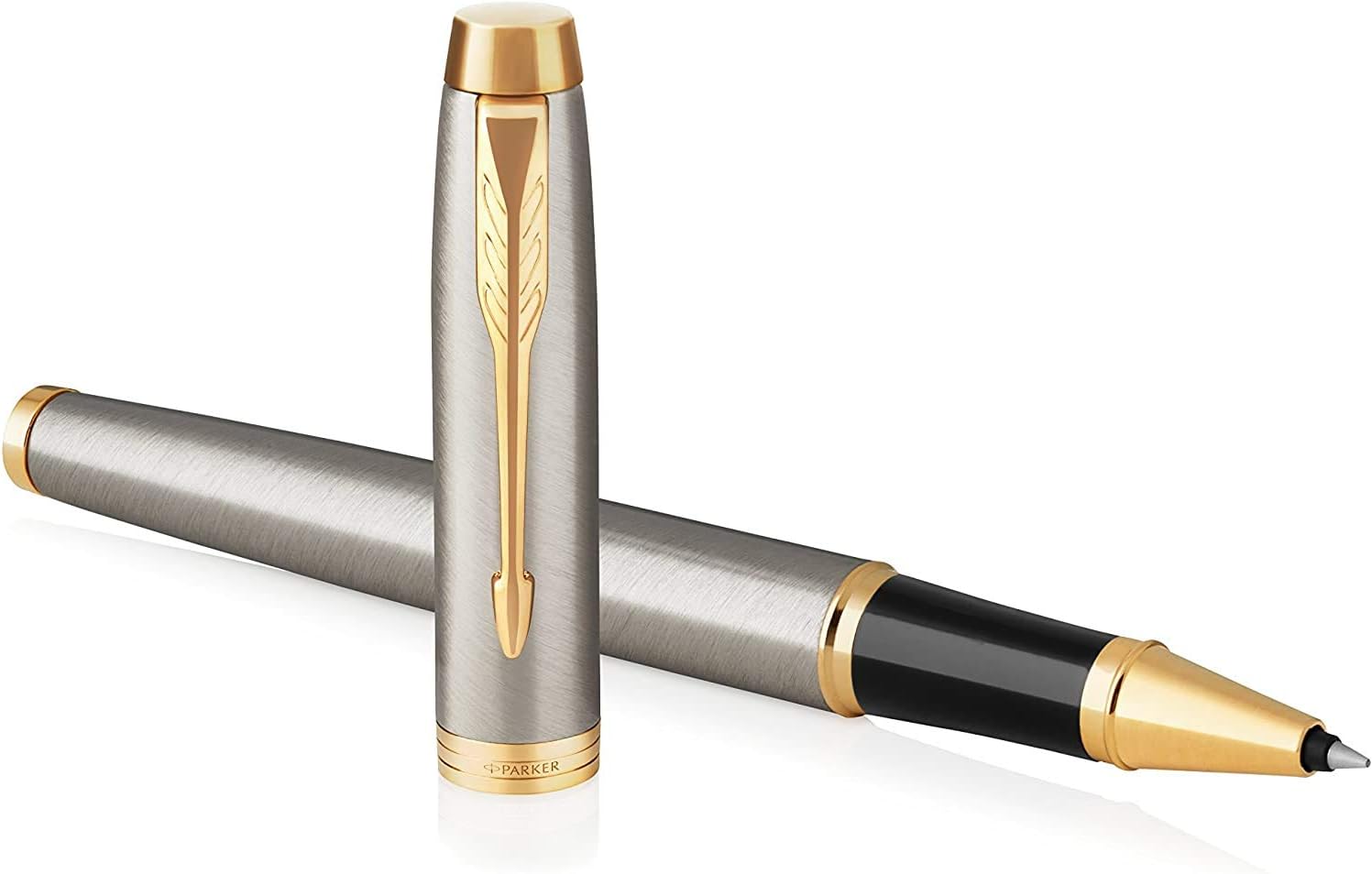 Parker IM Rollerball Pen Brushed Metal Fine Point Black Ink Gift
