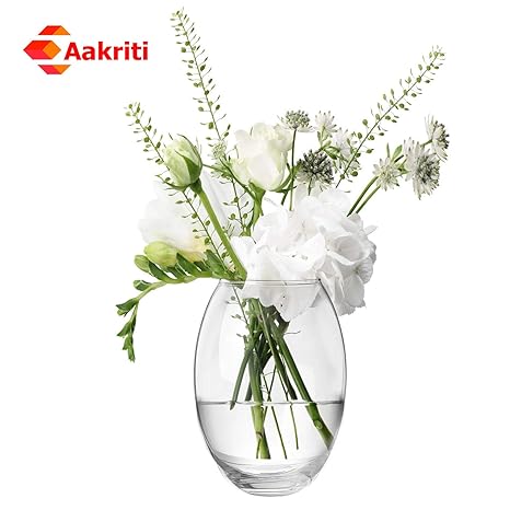 Buy Aakriti Glass Flower Vase Drum Oval Shaped For Table Decor