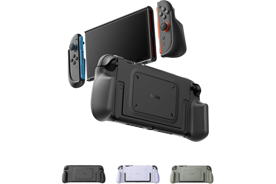 Belkin Nintendo Switch 2 Case Grip, Dockable & Quick-Release Design, Ergonomic Non-Slip, Kickstand Compatible Protective Case