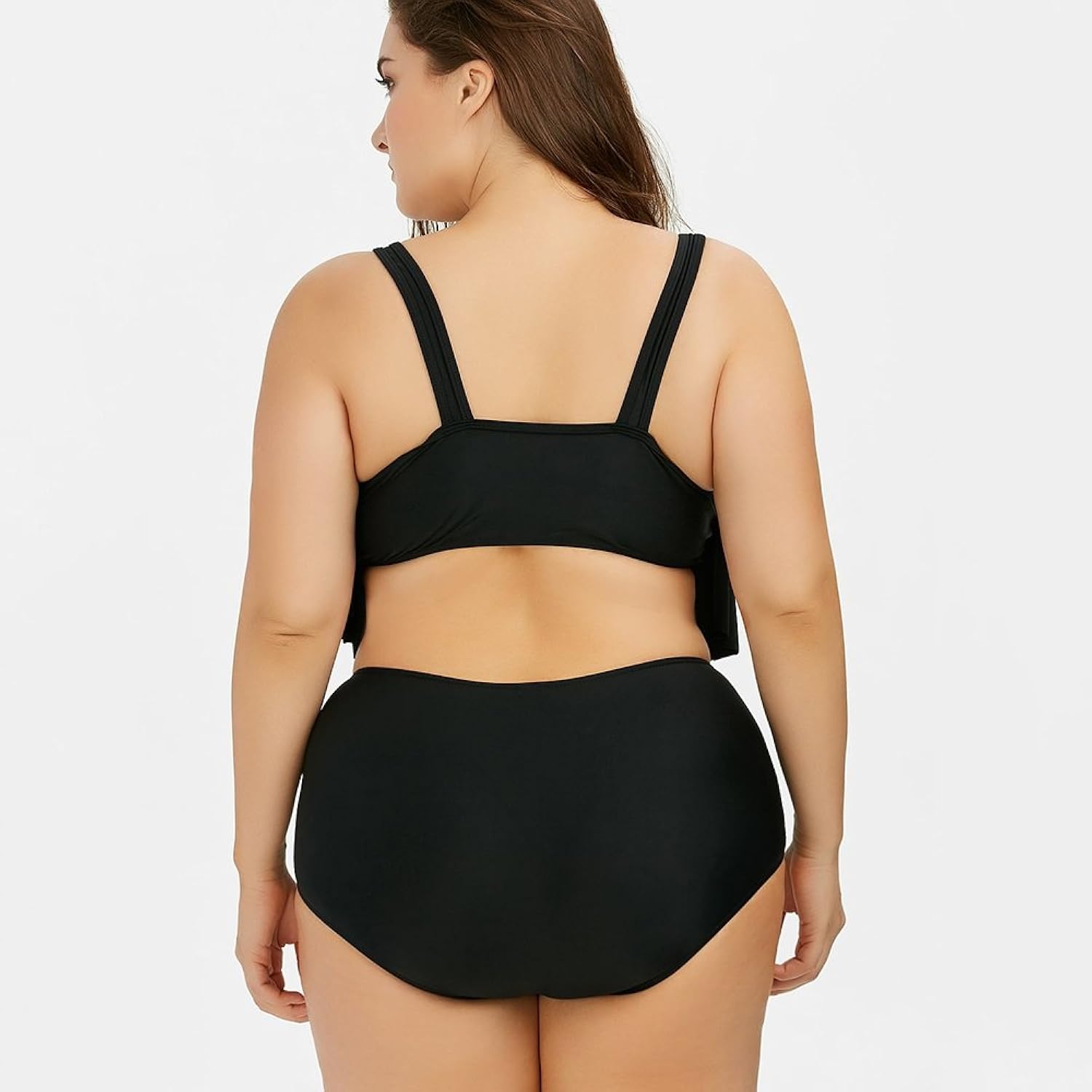 hannea plus size flounce high waist bottom bikini