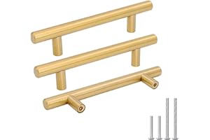 goldenwarm 5 Pack Gold Kitchen Cabinet Handles 96mm(3-3/4") Hole Center Drawer Pulls Cabinet Pulls Gold Kitchen Cupboard Hand
