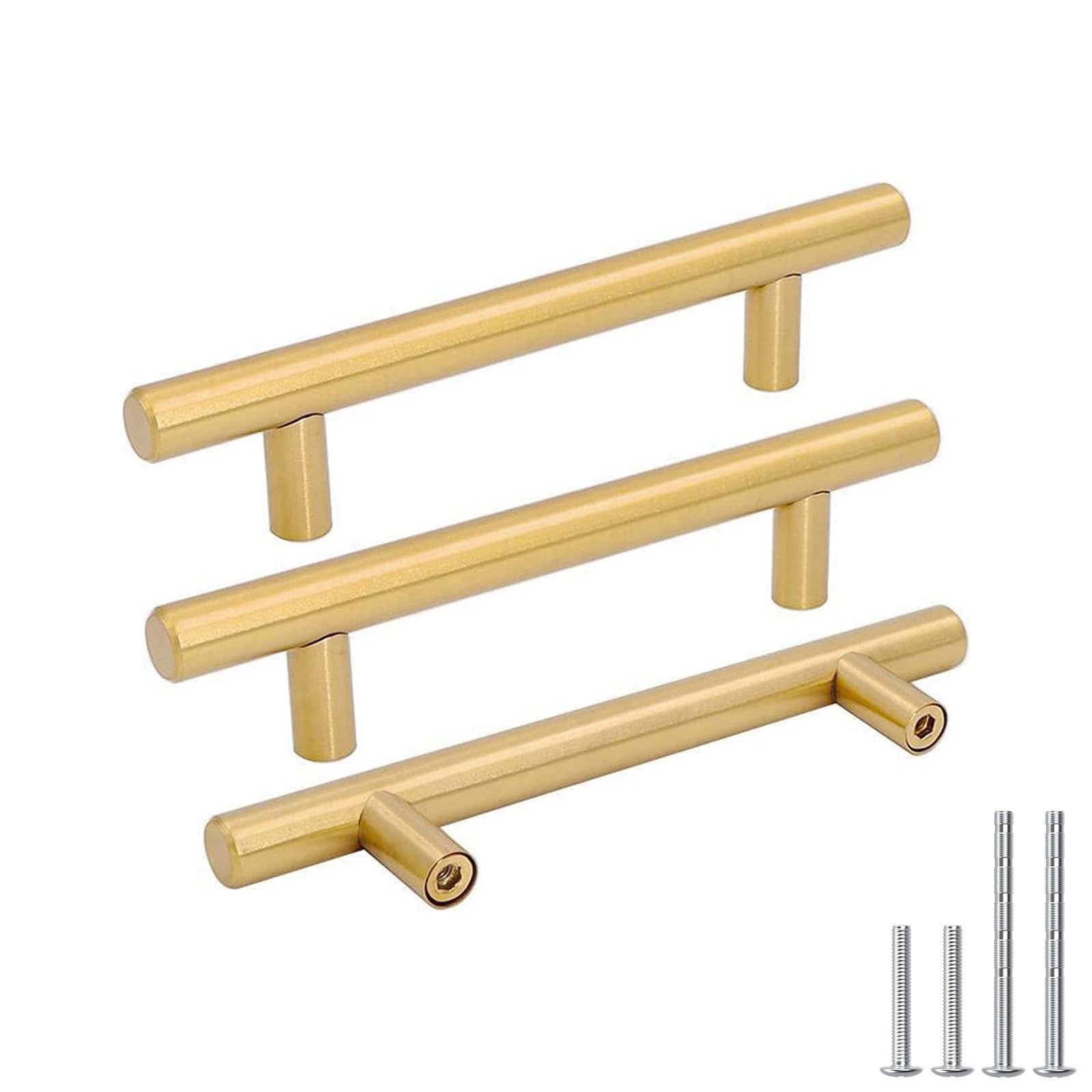 Photo 1 of goldenwarm 30Pcs Cabinet Bar Handles Brushed Brass Dresser Drawer Pulls 3-3/4in(96mm) Kitchen Cabinet Hardware Modern Dresser Hardware Cupboard Door Pull Handles