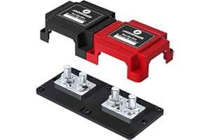 AMOMD 600A 12-48V Heavy Current Bus Bar Tin Plated Copper Power Distribution Block 4xM10 (3/8") Terminal Studs Module Design 